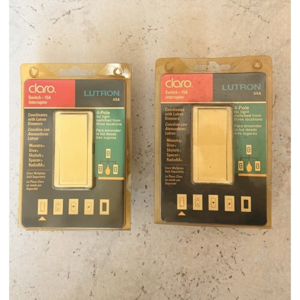 2 Lutron CA-4PSH-AL Claro 4-Pole Switch 15A Almond 120-277V NEW Sealed